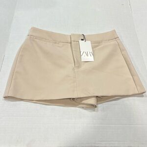 Zara High Waist Cream Shorts